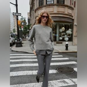 Zara Soft Knit Sweater in Gray Marl Size L EUC